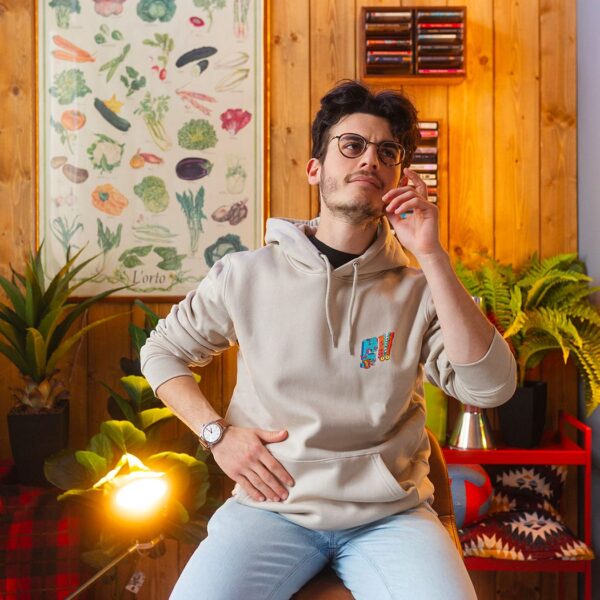 FELPA CAPPUCCIO UNISEX - “Logo Pianeti della Valle” Desert Dust
