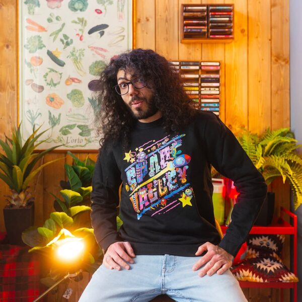 FELPA GIROCOLLO UNISEX - “Logo Pianeti della Valle” Nera